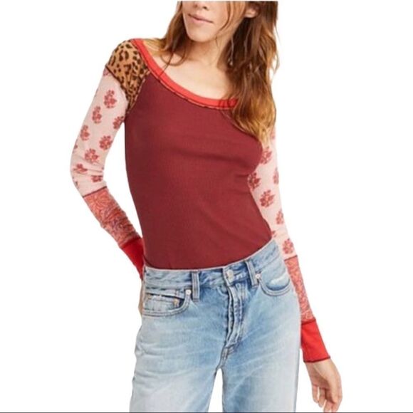 We The Free Women’s Bright Side Knit Mixed Media Thermal Top in the Size XS - Picture 6 of 9
